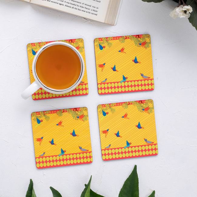 Wooden Coasters (Set of 4) - Gond Art