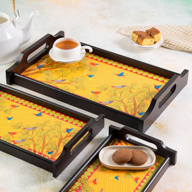 Wooden Trays - Gond Art