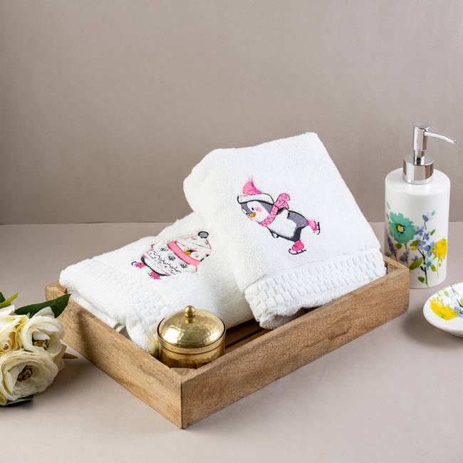 Hand Towel - Pinky Penguin