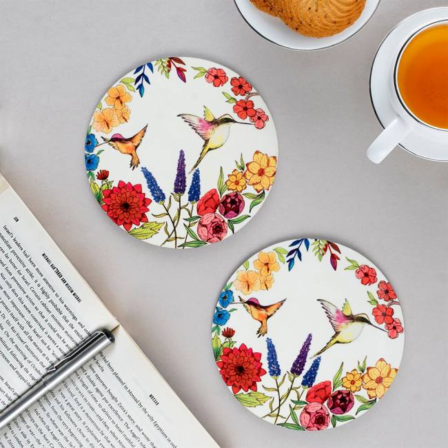 Wooden Coasters (Set of 2) - Humming Bird