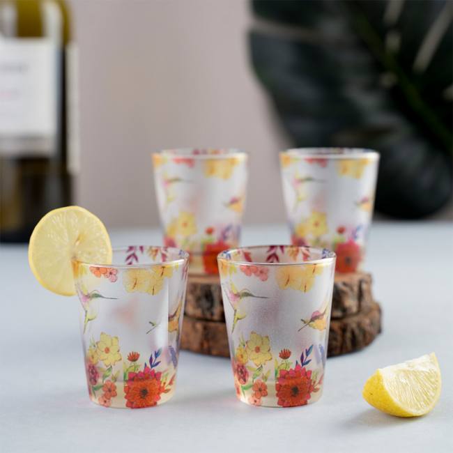 Frosted Shot Glasses - Humming Bird