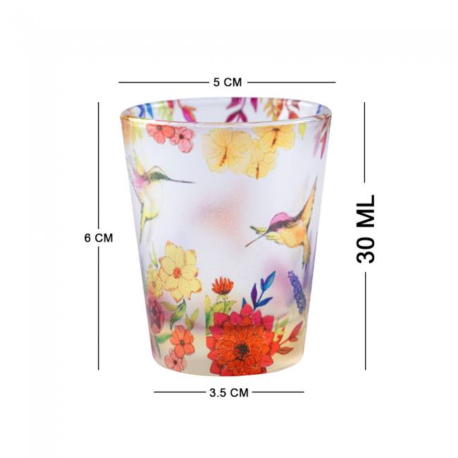 Frosted Shot Glasses - Humming Bird