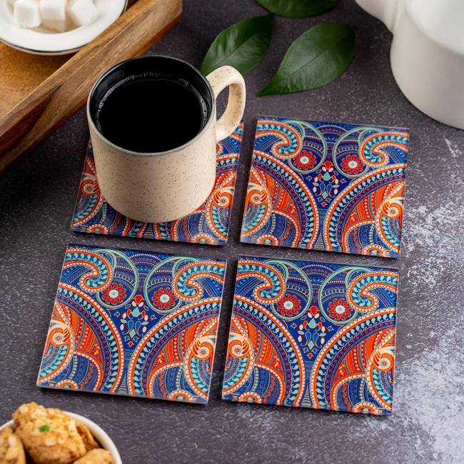 Glass Coasters (Set of 4) - Majestic Paisley