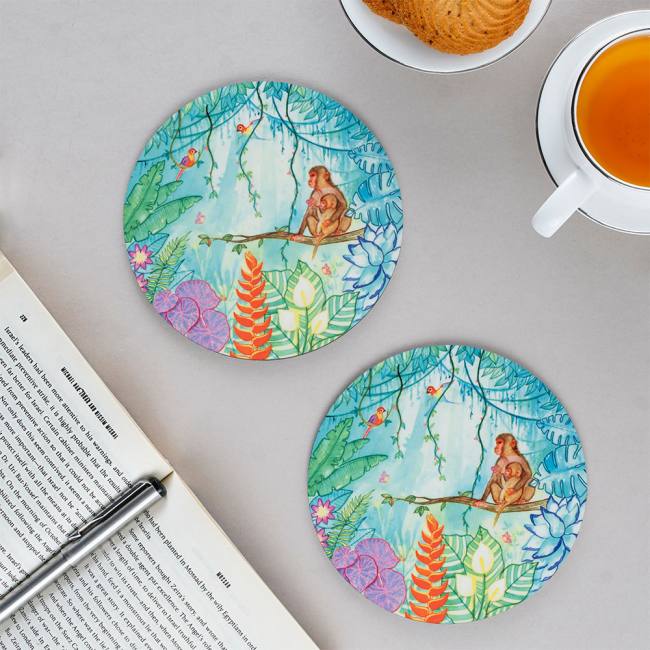 Wooden Coasters (Set of 2) - Tropical Lush