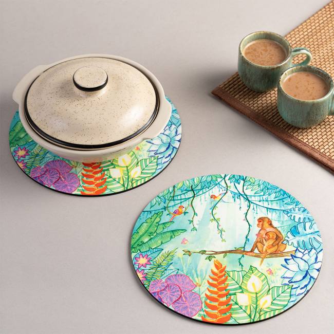 Wooden Coasters (Set of 2) - Tropical Lush