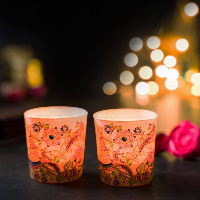 Candle Votives (Set of 2) - Kalamkari Finesse