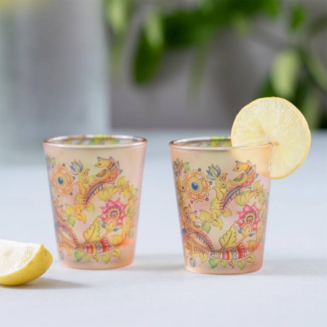 Frosted Shot Glasses - Kalamkari Finesse