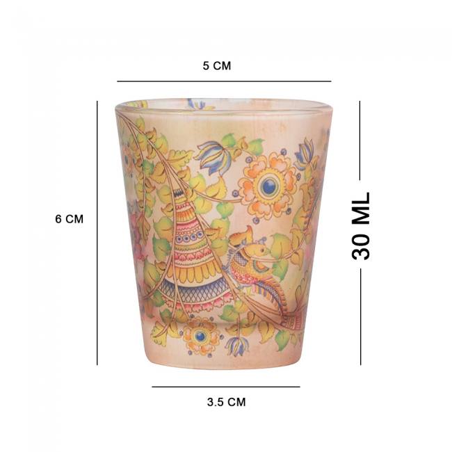 Frosted Shot Glasses - Kalamkari Finesse