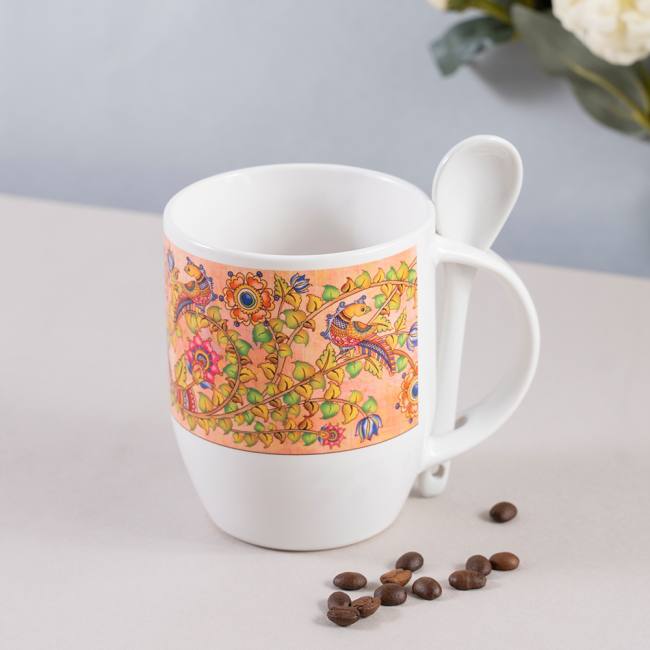 Mug w/ Spoon - Kalamkari Finesse