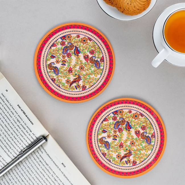 Wooden Coasters (Set of 2) - Kalamkari Finesse