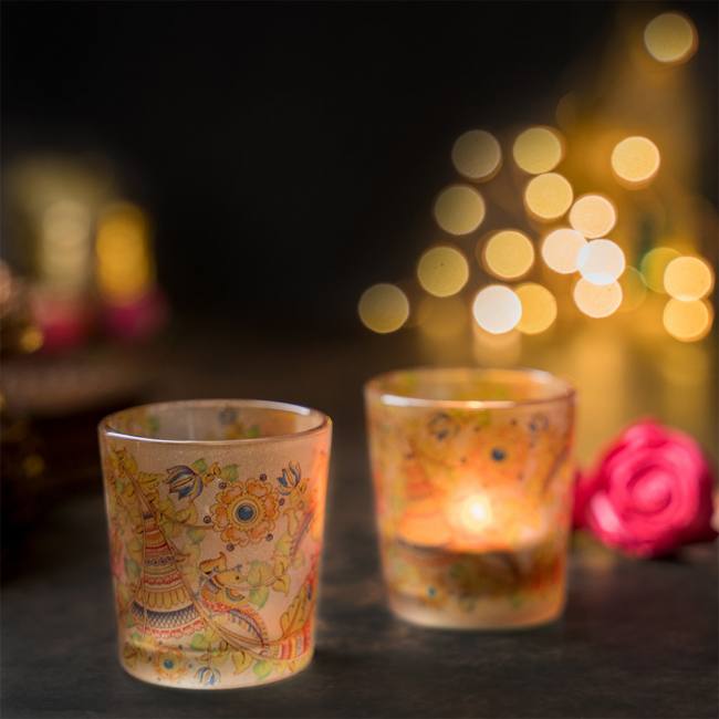 Candle Votives (Set of 2) - Kalamkari Finesse