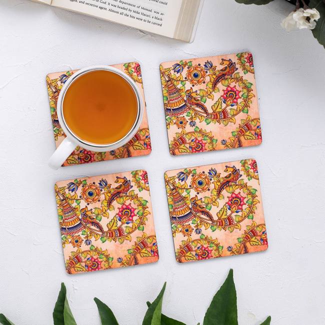 Wooden Coasters (Set of 4) - Kalamkari Finesse