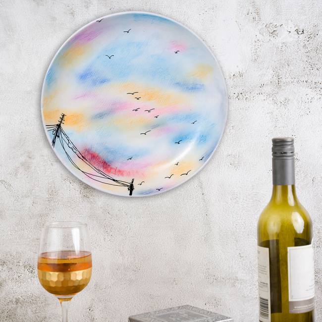 Hand Painted Decorative Wall Plate - Lush Sky