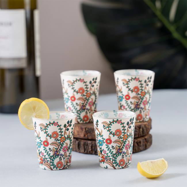 Glass Shot Glasses - Madhubani Art