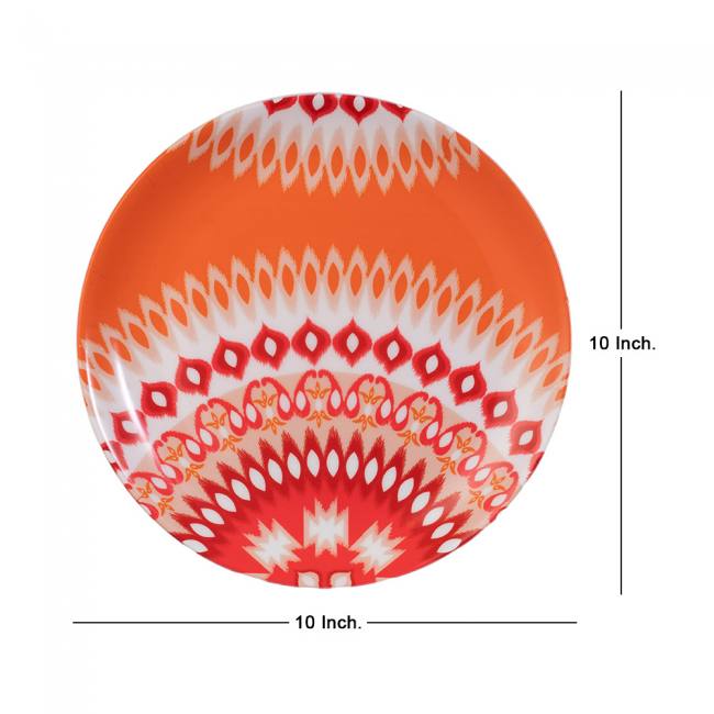 Decorative Wall Plate - Orange and Red Dazzling Ikat