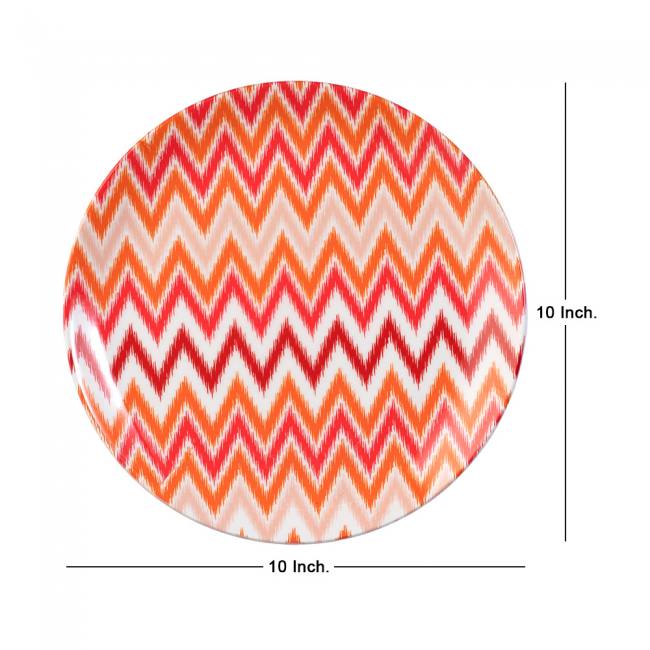 Decorative Wall Plate - Orange and White Dazzling Ikat