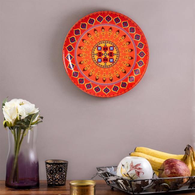 Decorative Wall Plate - Orange Dazzling Ikat