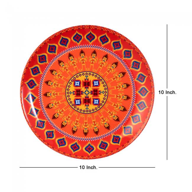 Decorative Wall Plate - Orange Dazzling Ikat