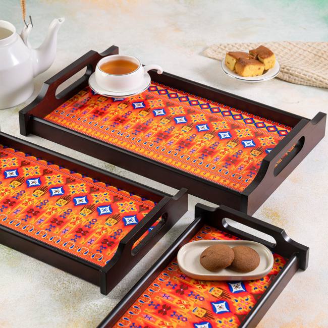 Wooden Trays - Dazzling Ikat