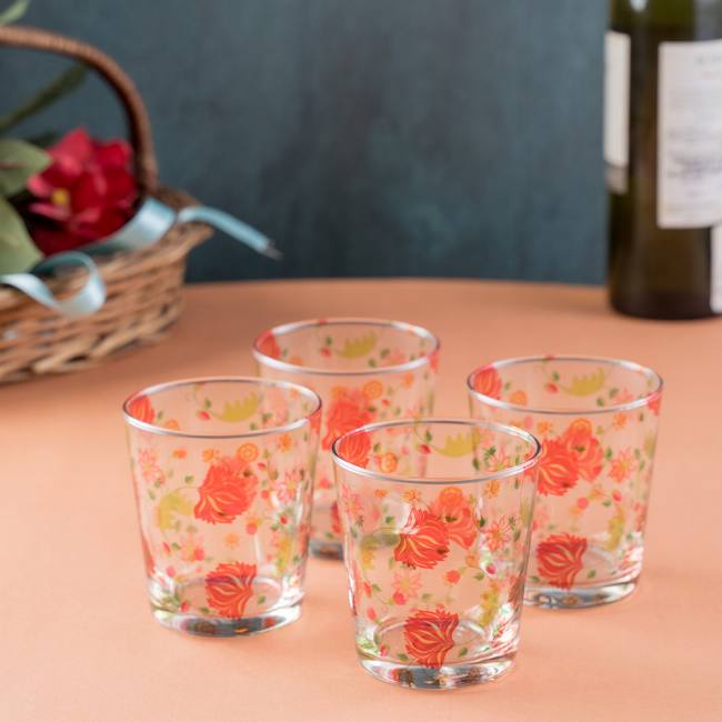 Glass Tumblers (Set of 4) - Ornate Mughal