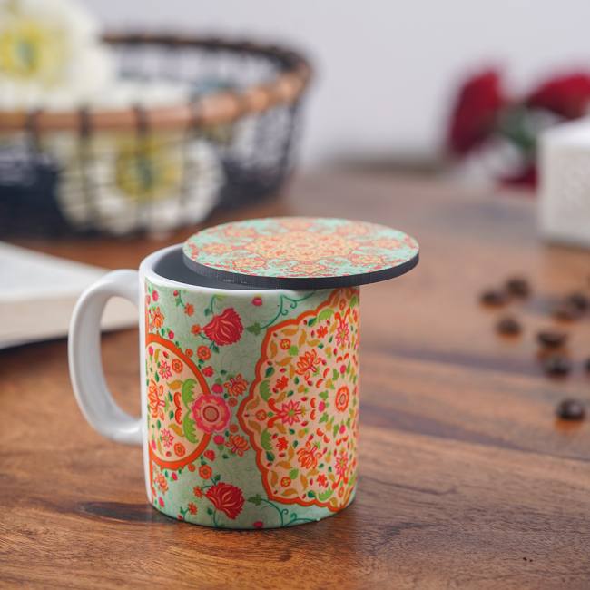 Espresso Mug with Coaster - Ornate Mughal