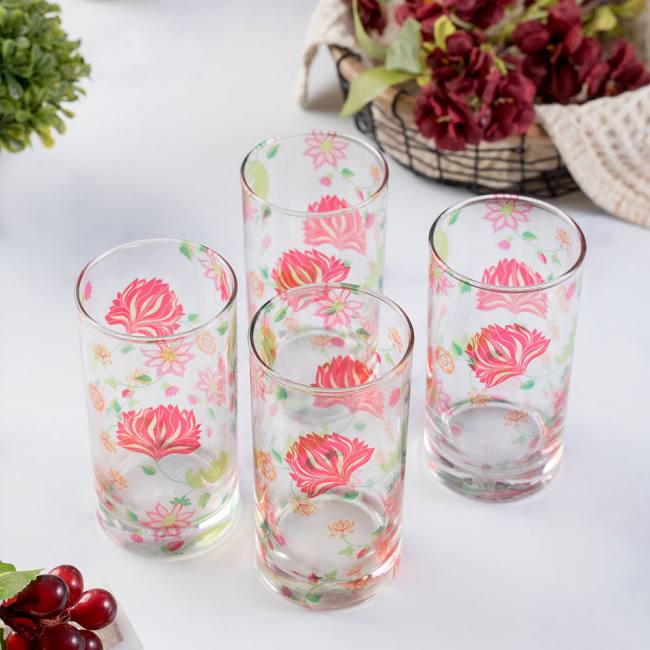 Glass Tumblers (Set of 4) - Ornate Mughal