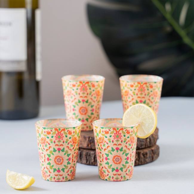 Glass Shot Glasses - Mughal Bloom