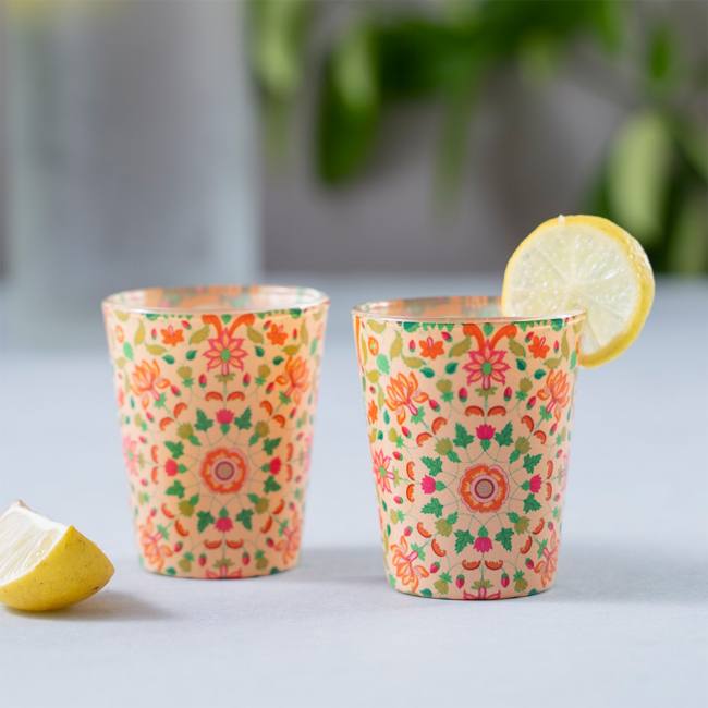 Glass Shot Glasses - Mughal Bloom
