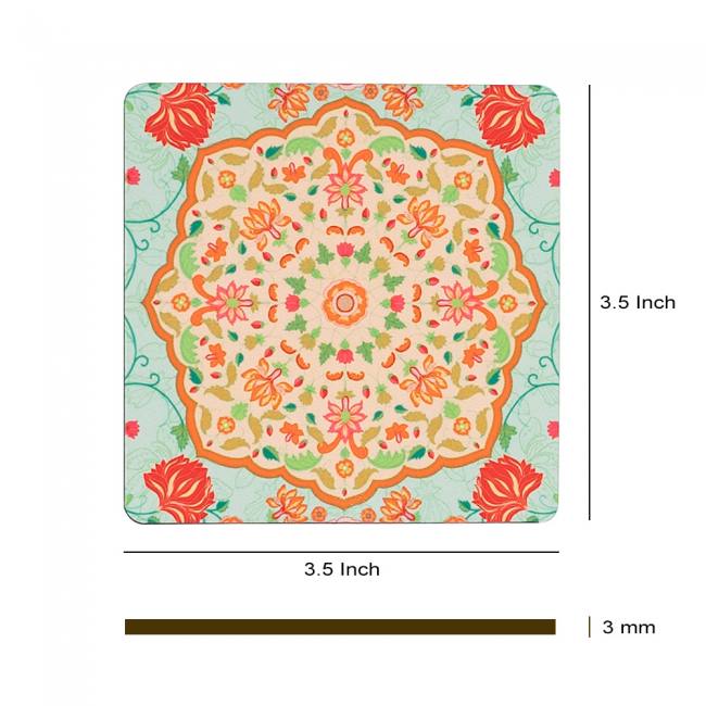 Wooden Coasters (Set of 4) - Ornate Mughal