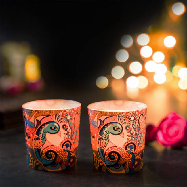 Candle Votives (Set of 2) - Peacock Admiration