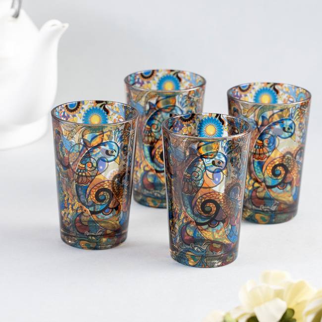 Chai Glasses - Peacock Admiration