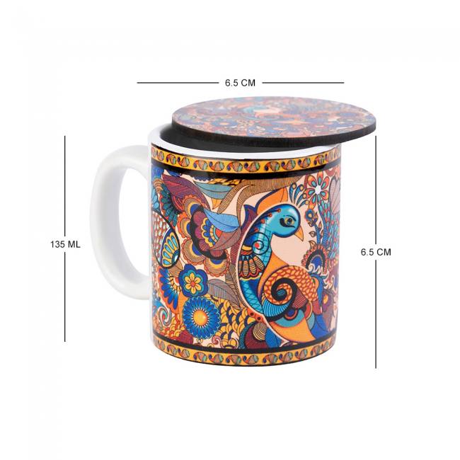 Espresso Mug With Coaster - Peacock Admiration