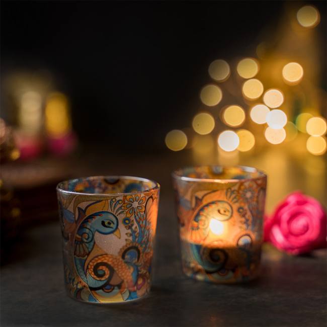 Candle Votives (Set of 2) - Peacock Admiration