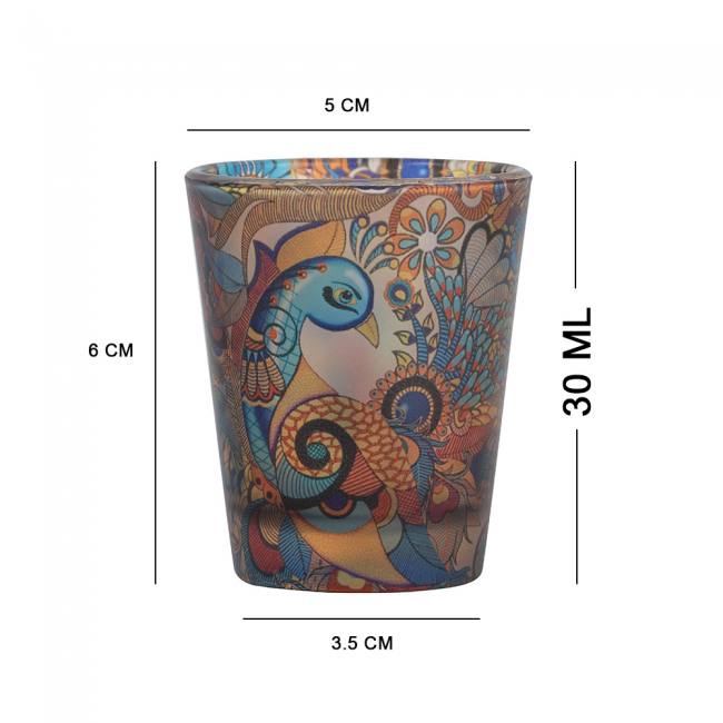 Frosted Shot Glasses - Peacock Admiration
