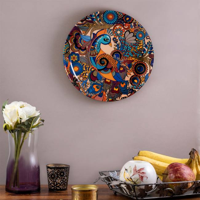 Decorative Wall Plate - Peacock Admiration