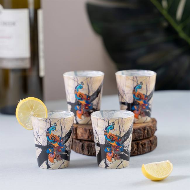 Glass Shot Glasses - Charismatic Peacock