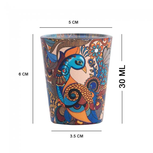 Glass Shot Glasses - Peacock Admiration