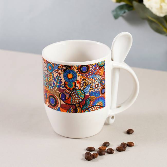 Mug w/ Spoon - Peacock Admiration