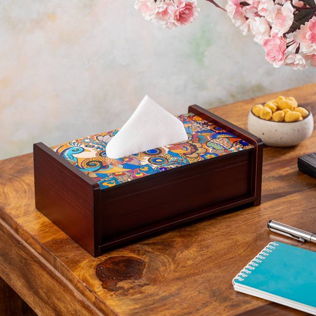 Tissue Box - Peacock Admiration