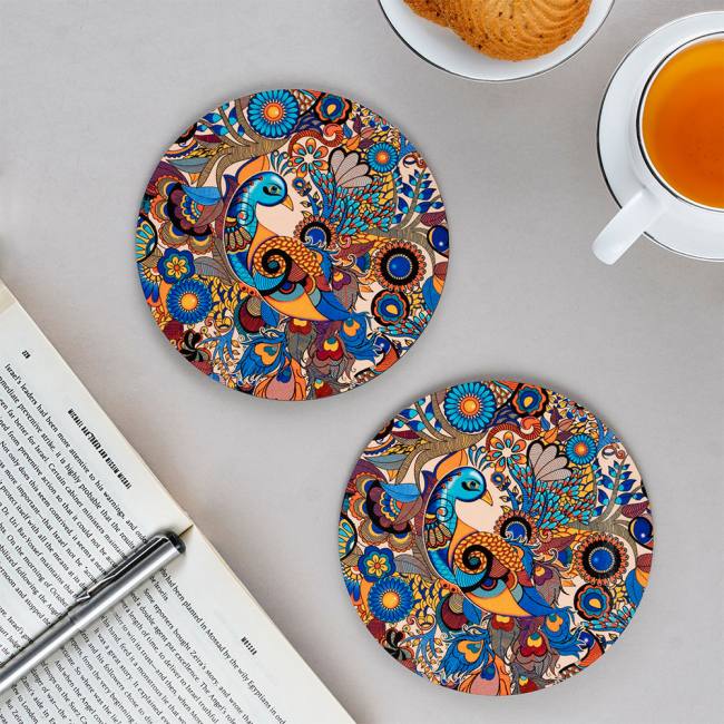 Wooden Coasters (Set of 2) - Peacock Admiration