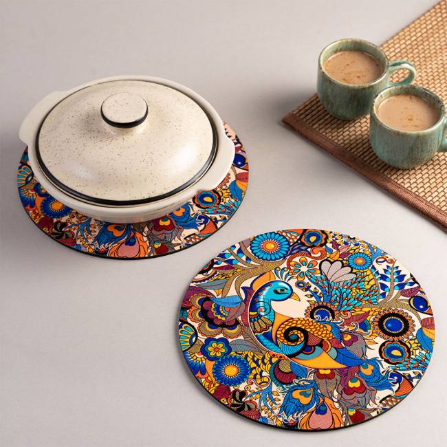 Wooden Coasters (Set of 2) - Peacock Admiration