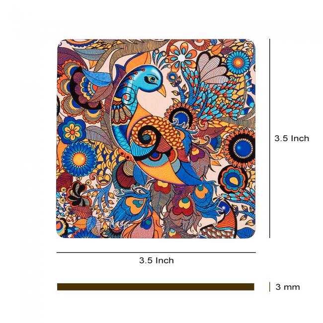 Wooden Coasters (Set of 4) - Peacock Admiration