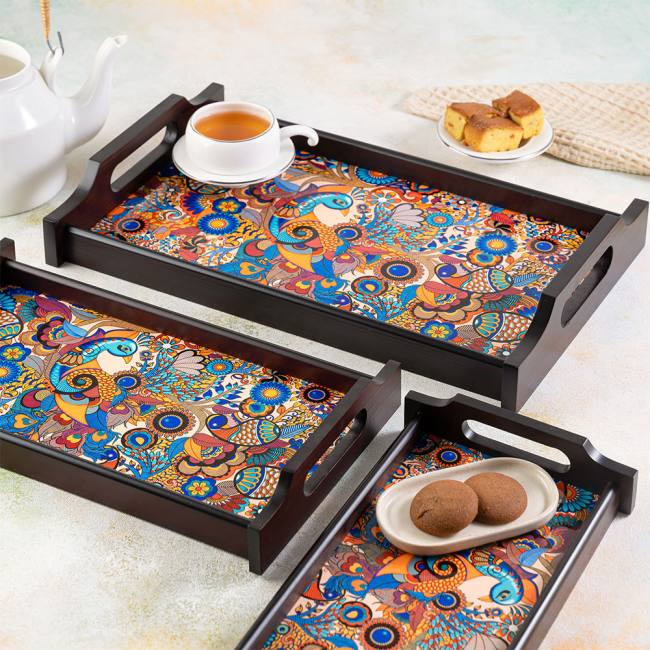 Wooden Trays - Peacock Admiration