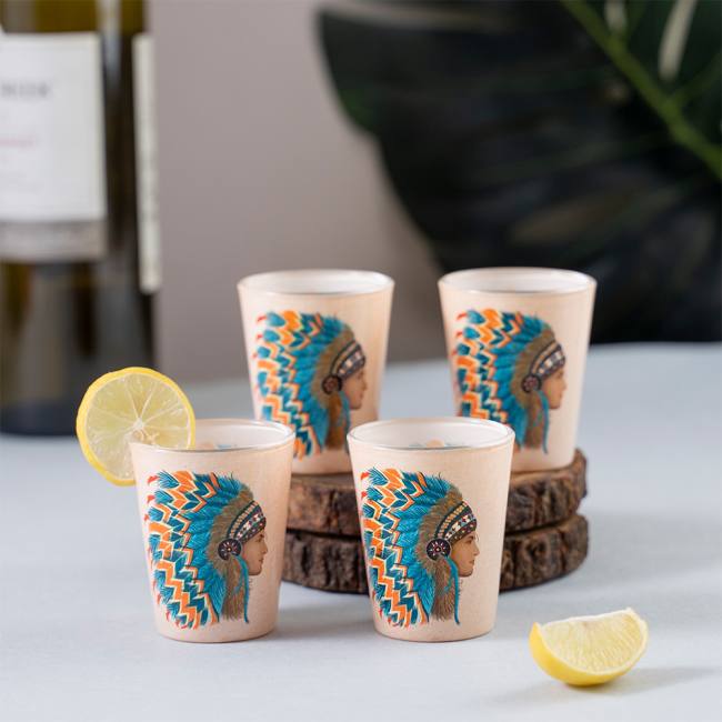 Glass Shot Glasses - Red Indian Male