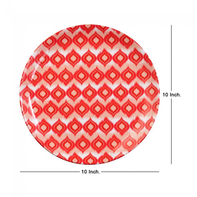 Decorative Wall Plate - Red and White Dazzling Ikat