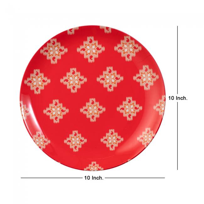 Decorative Wall Plate - Red Dazzling Ikat
