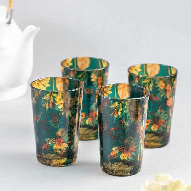 Chai Glasses - Sanguine Sunflowers