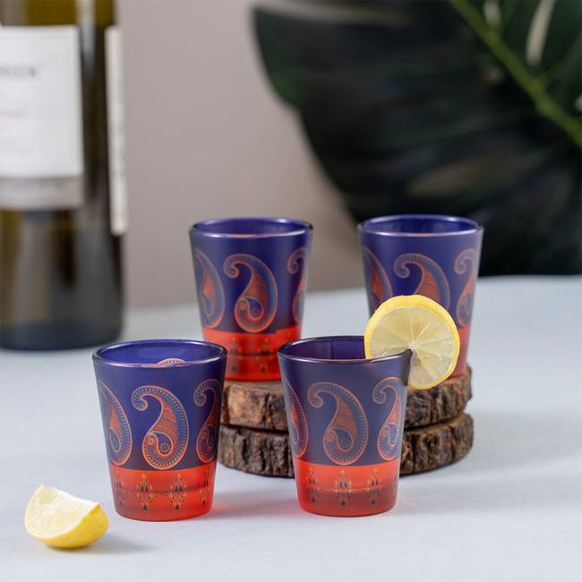 Frosted Shot Glasses - Majestic Paisley