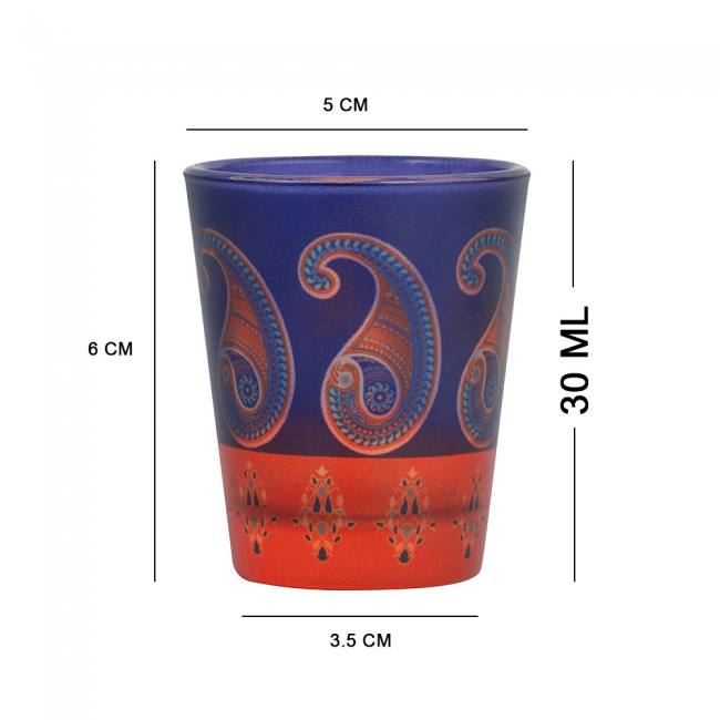 Frosted Shot Glasses - Majestic Paisley