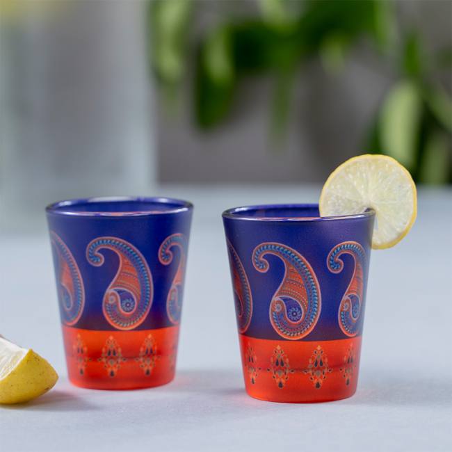 Frosted Shot Glasses - Majestic Paisley